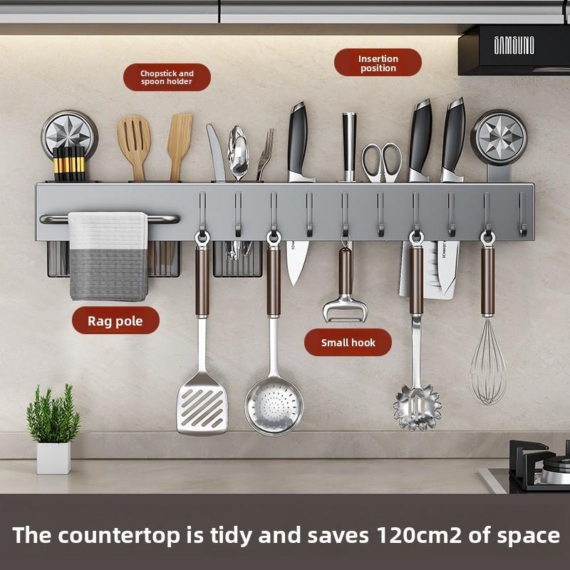 Kitchen Wall Mount Organizer With Carbon Steel Multifunctional Storage For Utensils And Knives