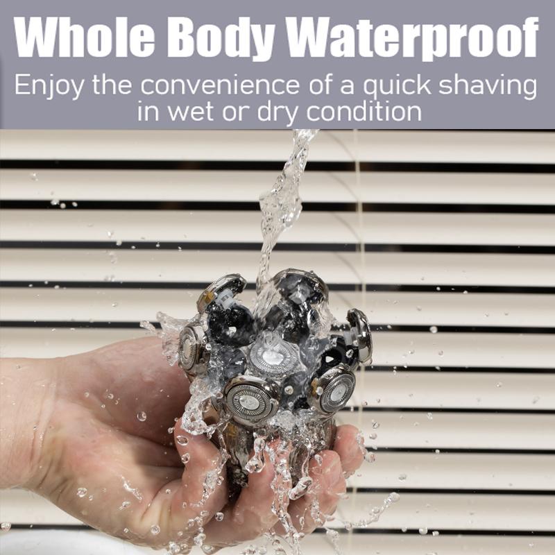 Elektrický holicí strojek 7D Plovoucí nožová hlava Nabíjecí základna Přenosný Pánský zastřihovač vousů Clipper Holicí strojek Lebka Vodotěsné holení