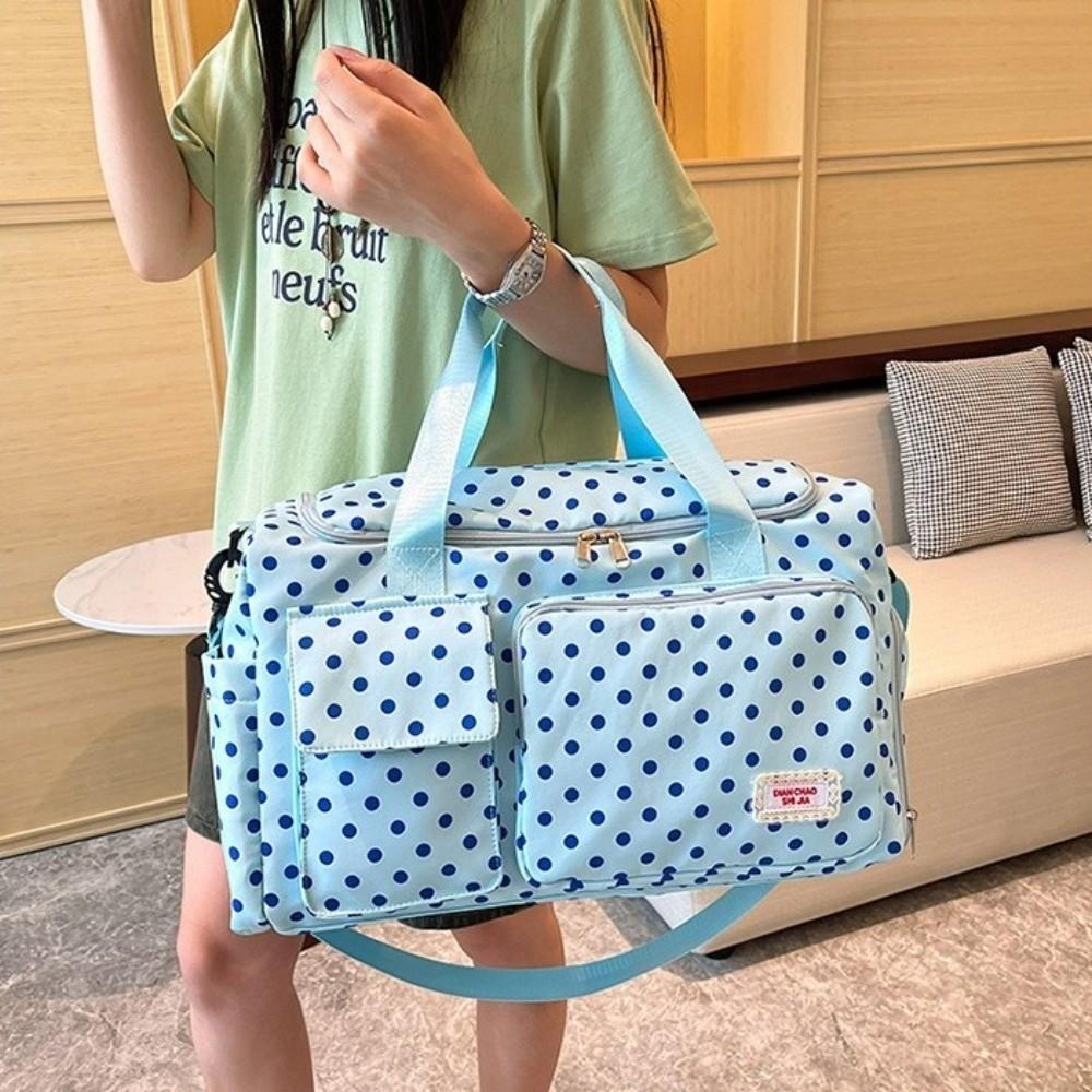 Oxford Cloth Travel Duffle Large Capacity Travel Luggage Bag Polka Dot Travel Handbag  Short Travel