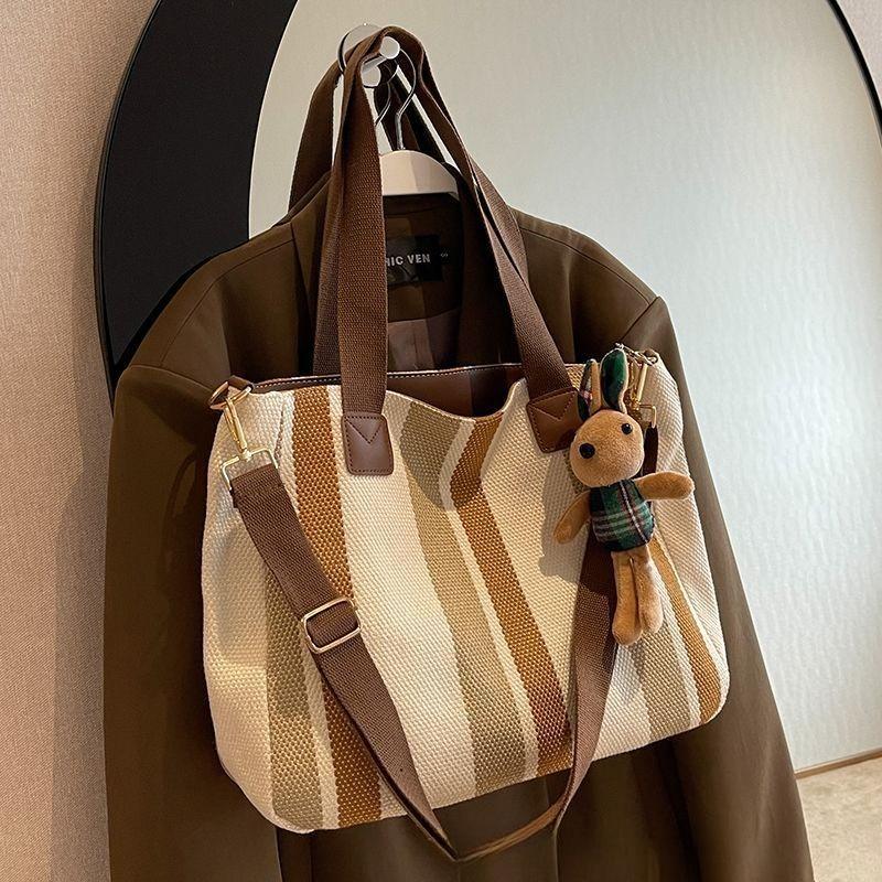 New Style Large-capacity Striped Single-shoulder Bag, Fashiable and Trendy Casual Handbag, Stylish Tote and Crossbody Bags sac