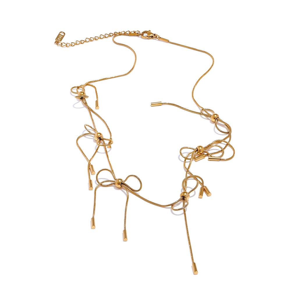 

Eetit эксклюзивное ожерелье-цепочка из нержавеющей стали с бантом и узлом для женщин, водонепроницаемое, популярный стиль 2024, эффектные ювелирные изделия, 18 К, с PVD-покрытием золотой