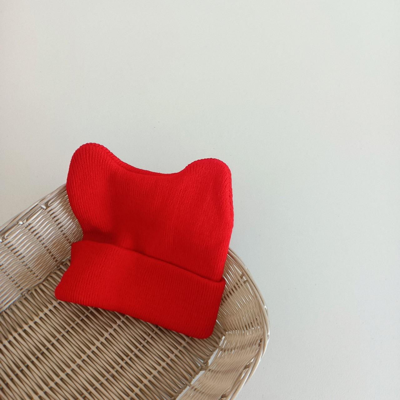 

Warm Knitted Cute Ear Woolen Hat 12 Color Children s Knitted Hat Korean Baby Hat Kids Accessories червоний