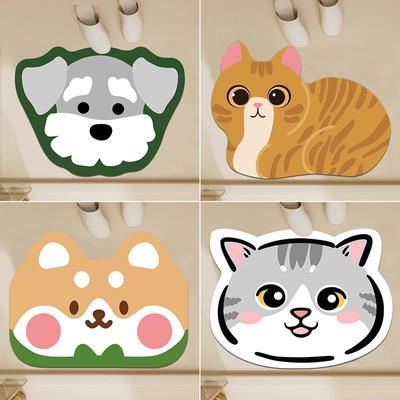 Non-slip Mat Diatom Mud Mat Cute Cartoon Absorbent and Dirty Bathroom Quick Drying Mat
