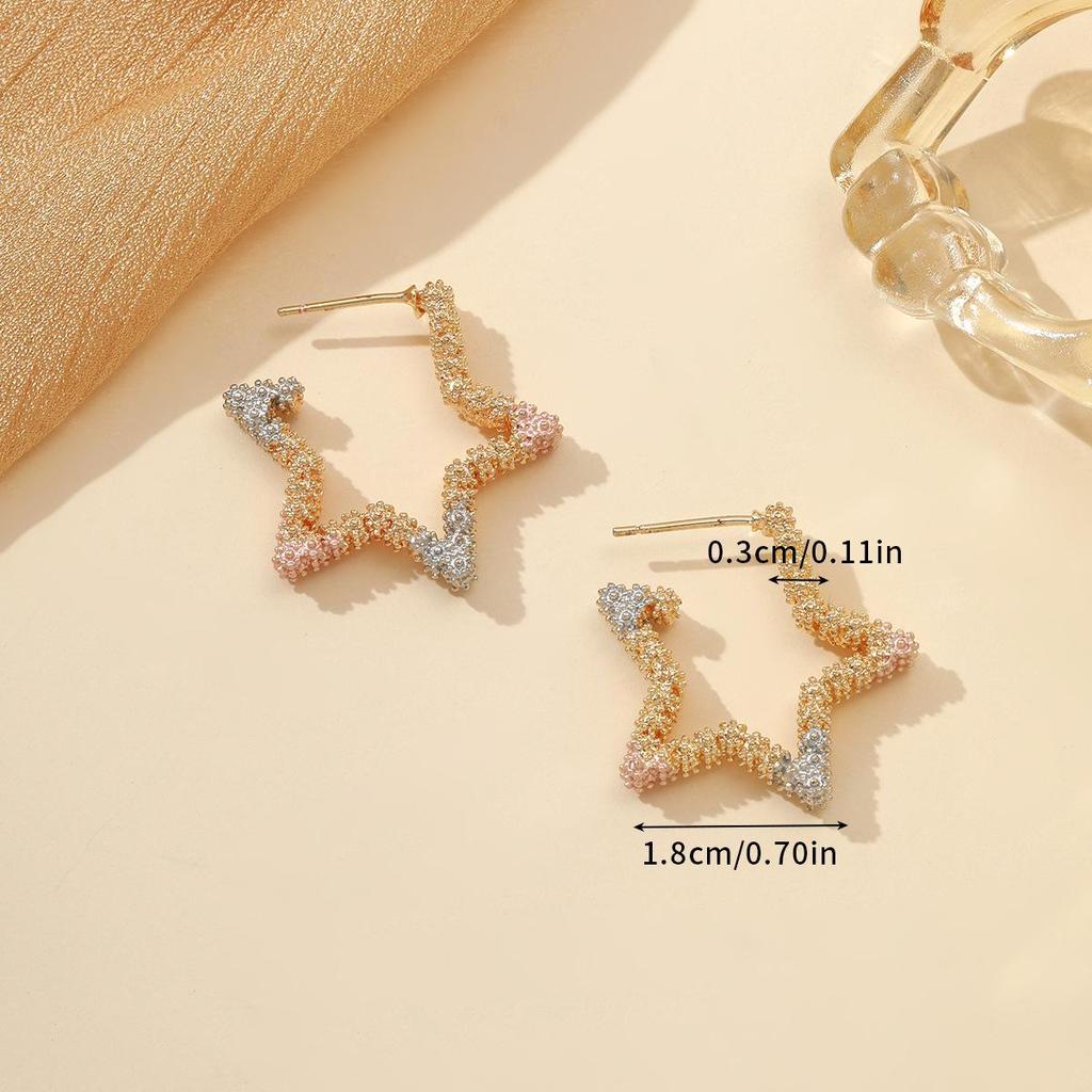 European & American Fashion Five-Pointed Star Stud Earrings: Women's Simple Painted Style Jewelry