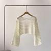 Spring and Summer Women Sun Protection Cover Long Sleeve Knit Top Beach Bikini Cover Up Crop Pullover Blouse Vacation Boho Outfit