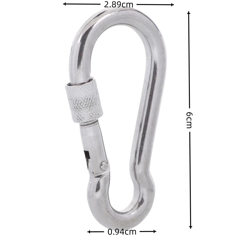 Loopunk 304 Stainless Steel Strong Spring Hook Multifunctional SUS304 Carabiner Set for Outdoor and Carabiner, Keychain, Travel, Fishing, Trekking,