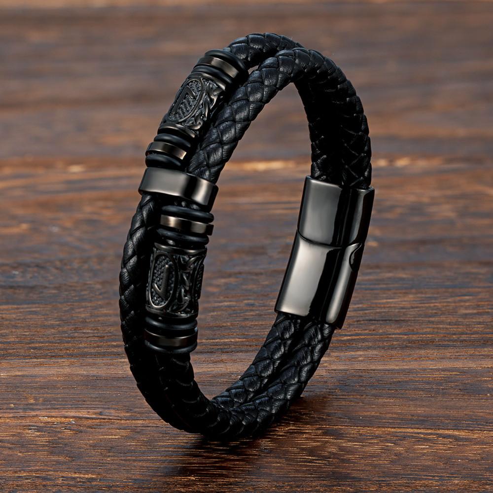 Europe, America, Men's Weaving Leather Bracelet, Double-Layer Viking Fashion Bracelet Trendy Men's Jewelry 2026