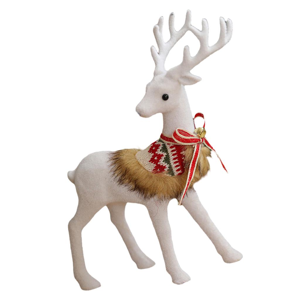 Realistic White Reindeer Ornament Durable White Reindeer Figurine Ornament For Christmas Window And Table Display