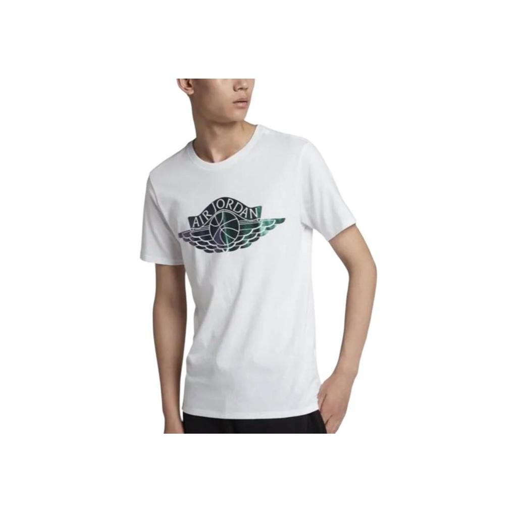 Jordan Alphabet Pattern Print Crew Neck Short Sleeve T-shirt Men Tops White AA1904-100