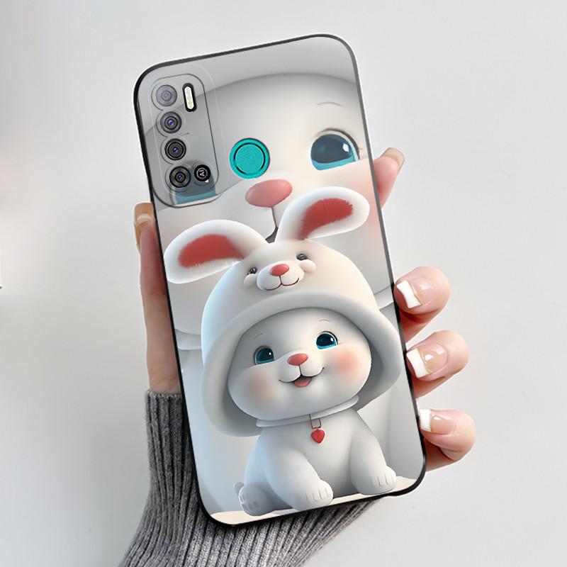 For Tecno Pouvoir 4 Pouvoir 4 Pro LC7 LC8 Case Luxury Cute Love Rabbit Funny Phone Casing Black Silicone Protective Back Cover