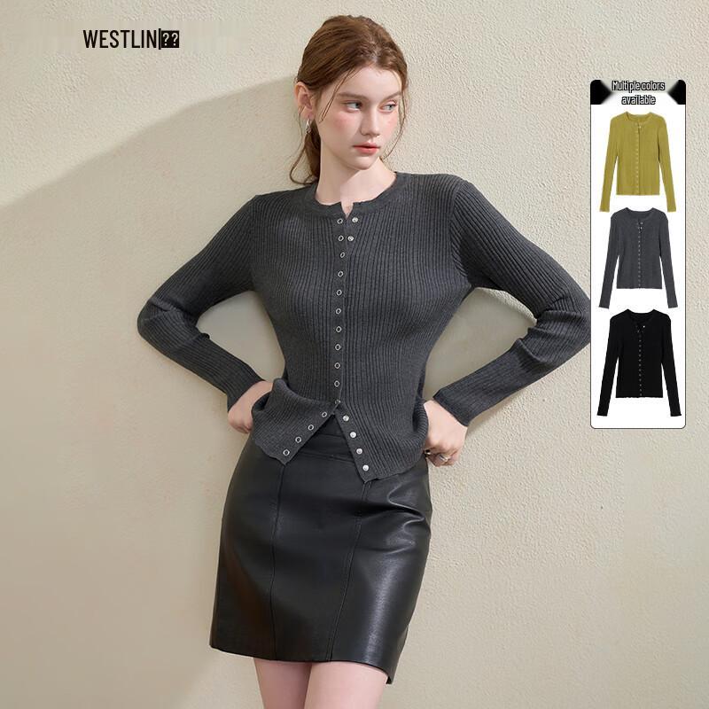 

Женский вязаный топ Westlink с рубчиком, на пуговицах, с длинным рукавом M