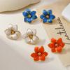 European & American Floral Stud Earrings - High-end, Colorful Drip Oil Design, Versatile Women's Accessories