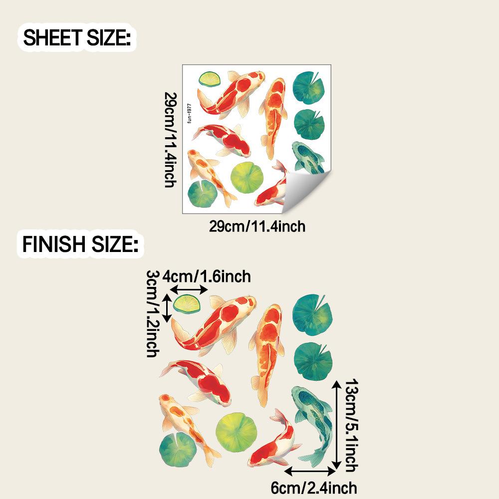 

Креативные наклейки на стену для ванной комнаты и дома с изображением кои и листьев лотоса