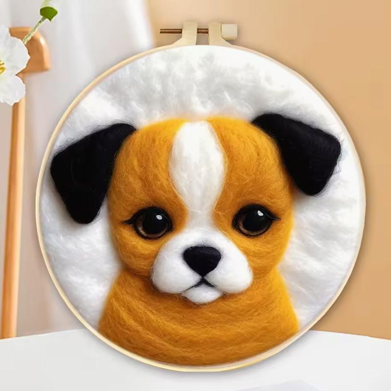 Dog - Embroidery (Felting) with Worsted Wool