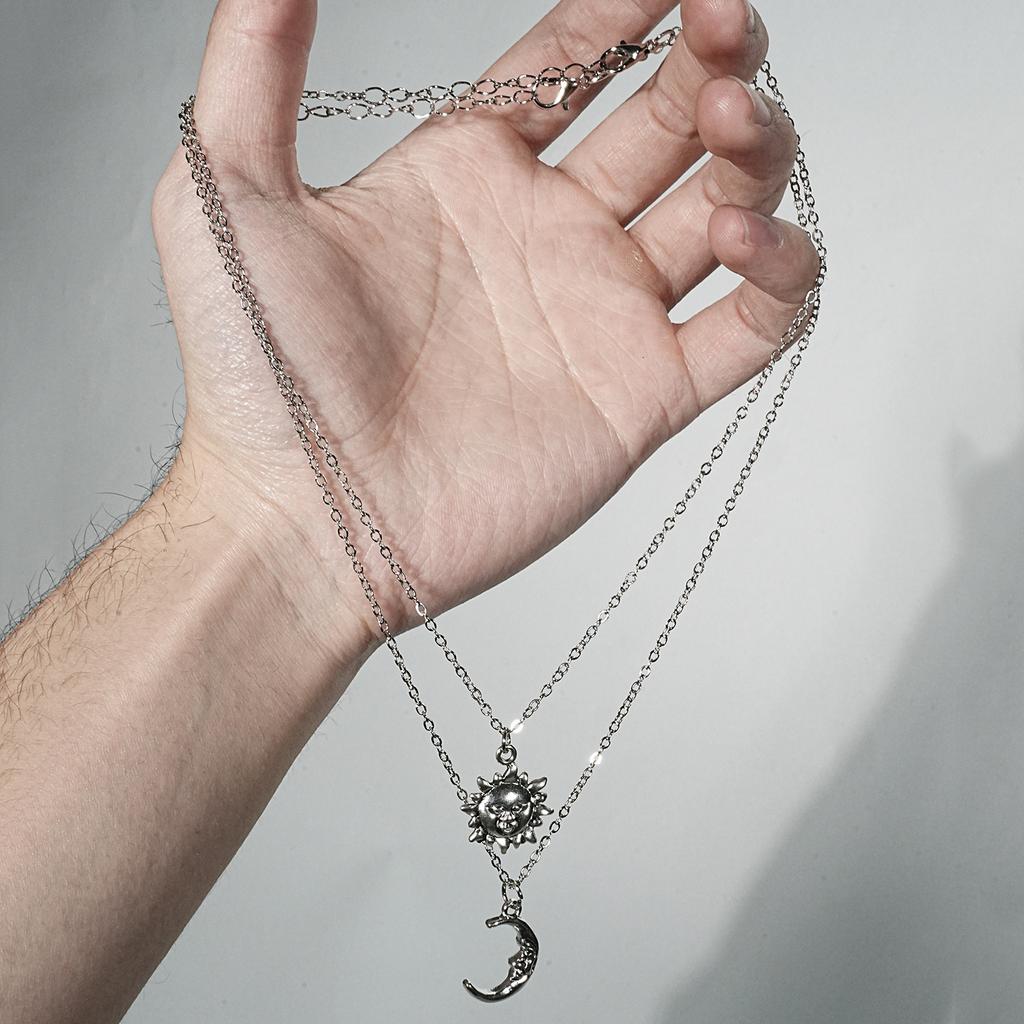 Y2K personalized creative Ramadan sun and moon necklace double-layer necklace set, amulet necklace, holiday gift