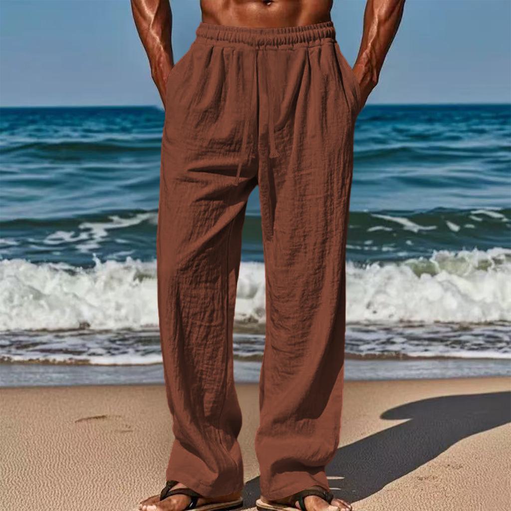 Men's Loose And Casual Sports Breathable Long Pants, Casual Cotton And Linen Pants