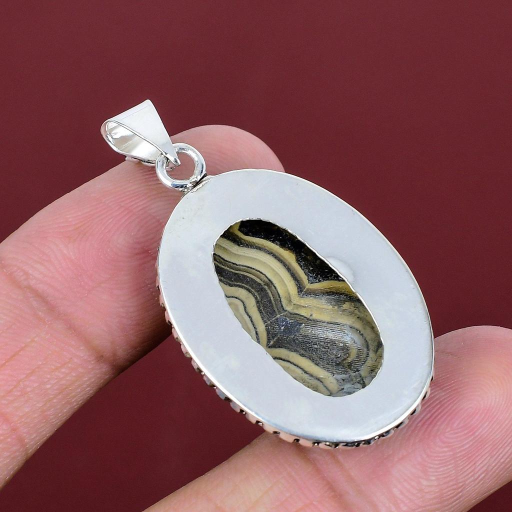 Schalenblende Pendant 925 Sterling Silver Pendant Natural Gemstone Jewelry Handmade Pendant Birthstone Pendant Gifts for Him Silver Jewelry