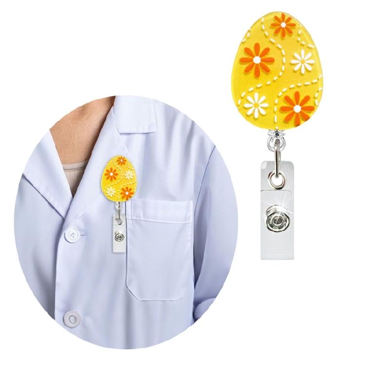 Funny ID Badge Holder with Alligator Clip for Nurse Teacher Office Holiday, Retractable Glitter Acrylic Badge Holder