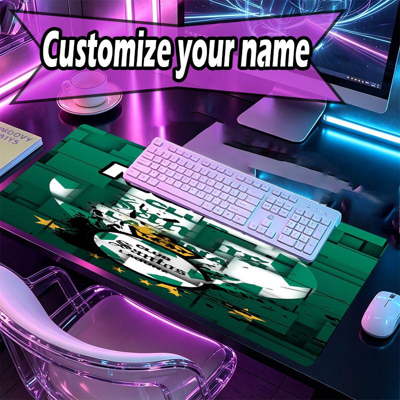 Custom Name Personalized Club Santos Laguna Pattern Mousepad, Laptop PC Desk Mat, Decorative Desk Mat for Home Keyboard Pad Gift