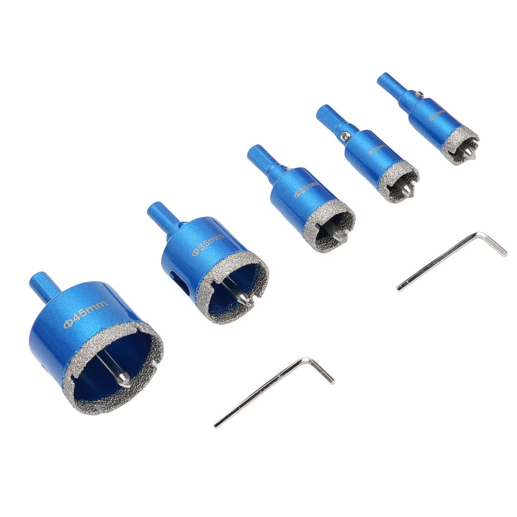5Pcs Diamond Hole Saw Drill Bit Set 18 20 25 35 45mm 10mm Triangular Shank Hole Opener for Ceramic Tile Glass Marble