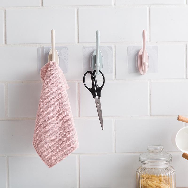 Hook Bathroom Bathroom Nail-Free Coat Hook Bedroom Non-Punching Hanger Wall Coat Hook Plastic Adhesive Hook
