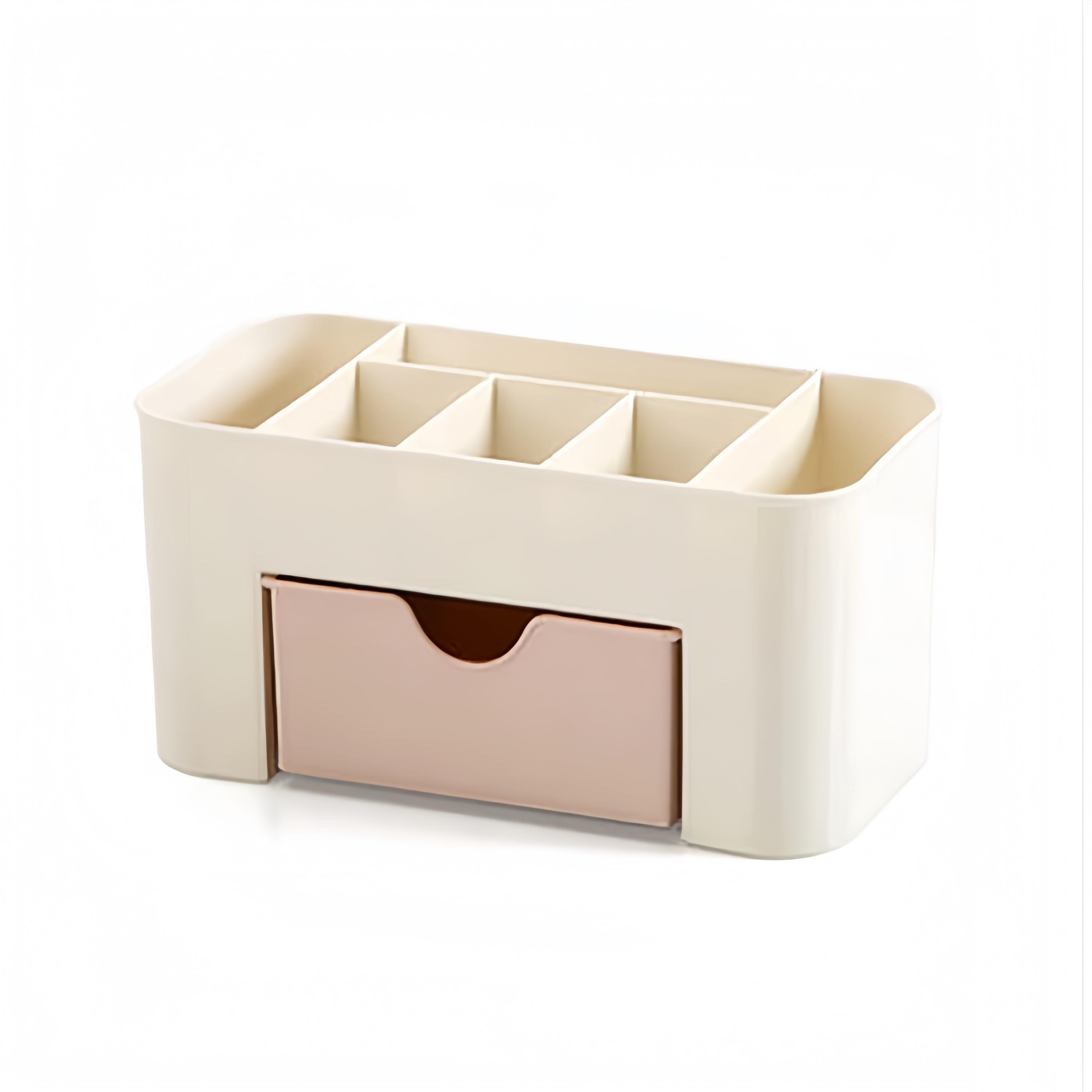 

Drawn Cabinet Desktop Storage Box, Cosmetics and Skincare Products Compartment Plastic Storage Box, Household Organizer Box светло-розовый