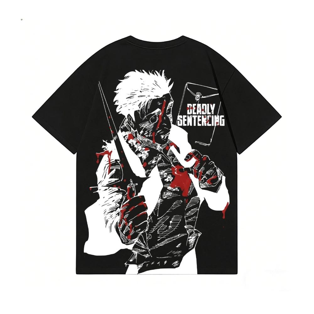 

Jujutsu Kaisen Хироми Хигурума Задний принт Хлопковая футболка Высококачественная уличная одежда Мужская одежда Футболка S