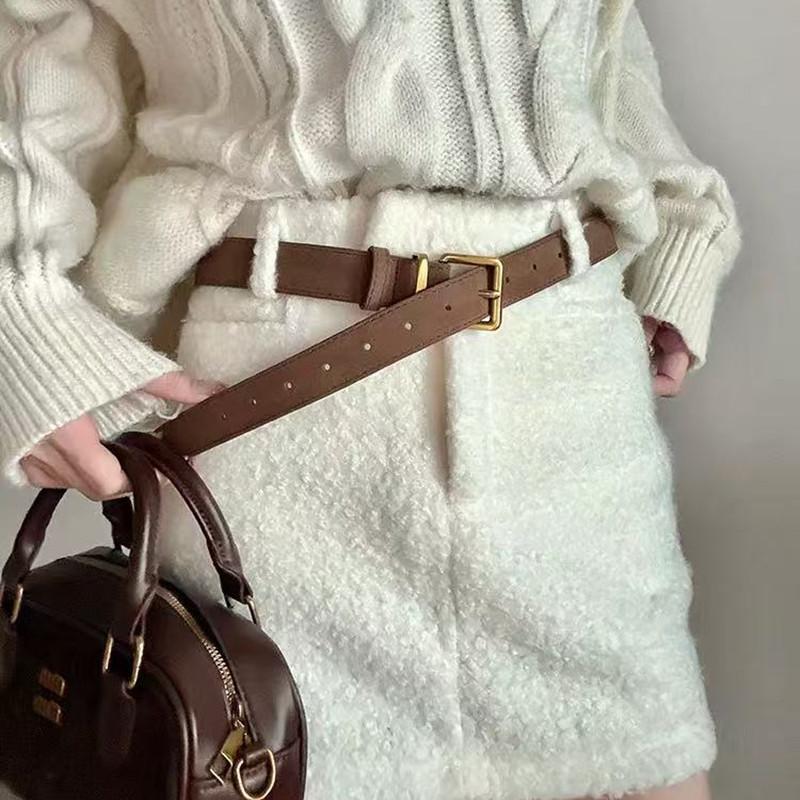 Vintage Suede Belts Ladies Gold Alloy Waist Buckle Dress Accessories Elegant Jeans Decorative