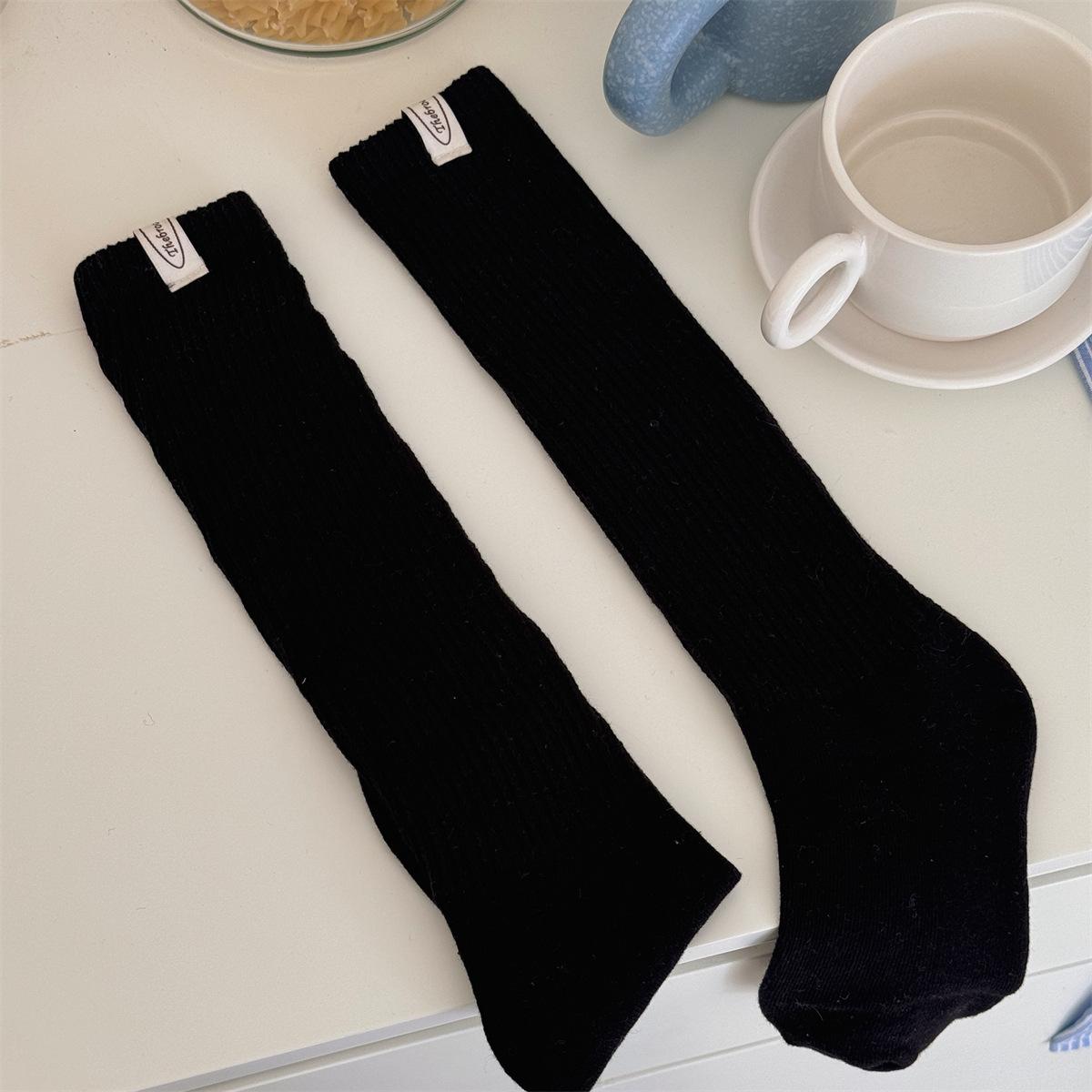 

Thickened Small Cloth Label Terry Pile Socks Style Solid Color Versatile Mid-Leg Socks Do Not Fall Off The Calf Socks Women One size fits all чорний