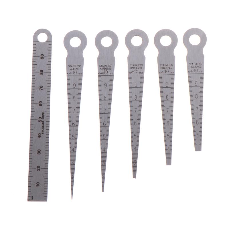 6Pcs/Set Feeler Measuring Tool Taper Gauge Gap Gage Stainless Steel Welding Taper Feeler Gauge Rulers Hole Inspection Tool