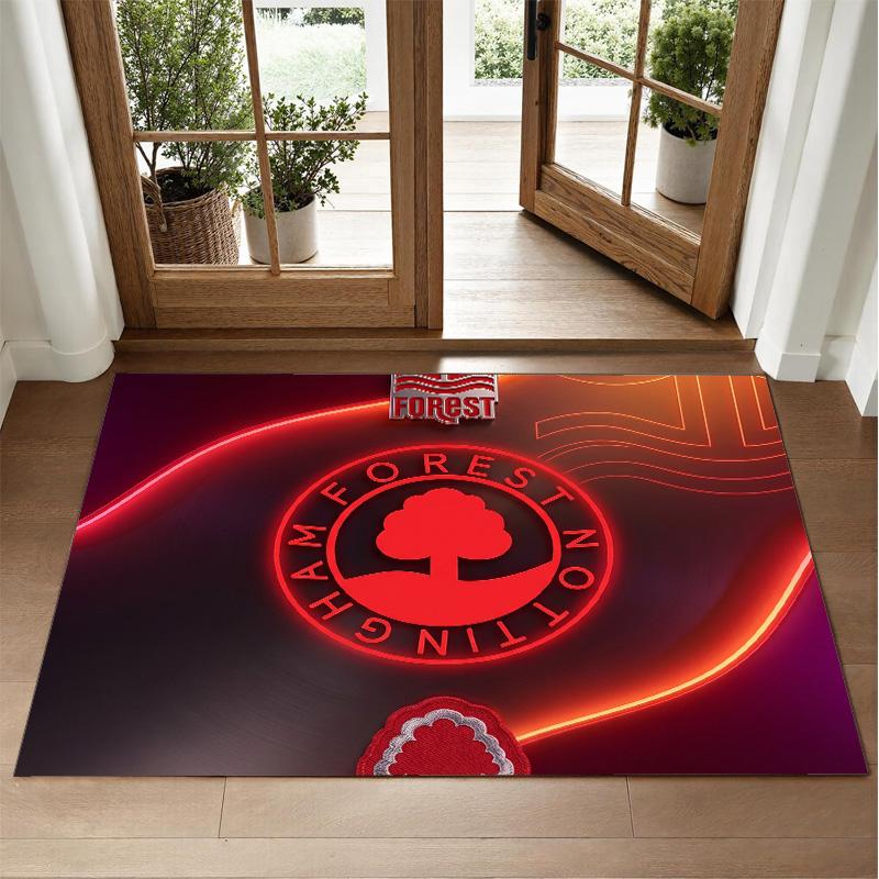 Nottingham Forest Fußball Design Kristall Samt Teppich Weiche Dekorationsmatte für Schlafzimmer Eingang