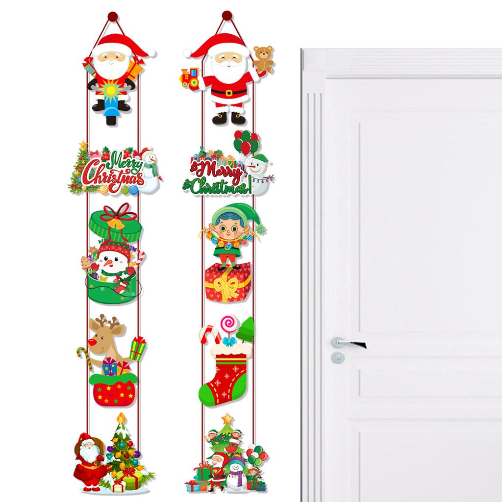 Christmas Door Hanging Banner Santa Claus Snowman Elk paper Couplet Navidad Merry Christmas Decoration Xmas Home Ornaments Noel