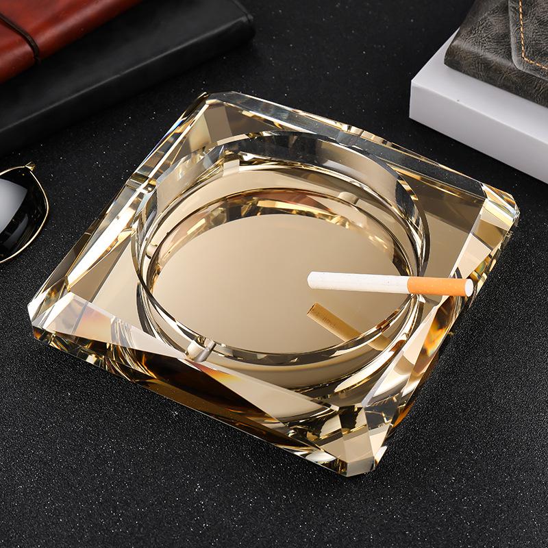 Premium Crystal Ashtray for Home and Office with Custom Logo Engraving - Elegant Gift for Living Rooms, KTV, and Corporate Settings
