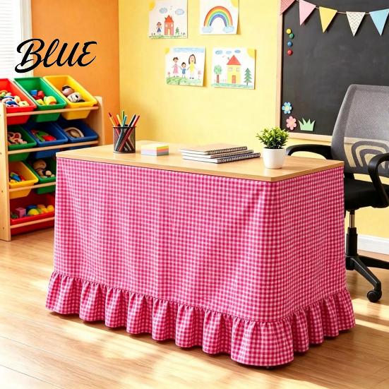 Classroom Desk Cover Gingham Ruffled Table Skirt Cottagecore Teacher Skirt for Classroom ClassroomDesk Plaid Tablecloth Birthday Wedding Baby Shower