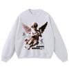 Vintage Hip Hop Oversized Distressed Hoodie With Graphic Print Loose Fit Streetwear Sweatshirt Men