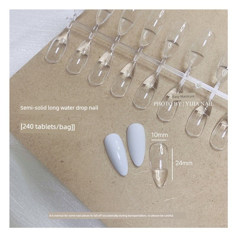 

Japanese-Style Wearable Nail Tip Nail Stickers 2024 New Arrival Semi-Solid Nail Semi-Nail Sticky for Nail Beauty Shop Tools 02-semi-solid long water drop nail 240 | Bag