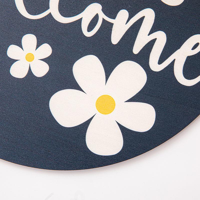 Little Daisy Welcome Wooden Door Sign with Greenery & Polka Dot Bow