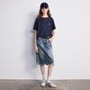 Chuyu Women's Lyocell Cotton Frayed Hem Denim Midi Skirt