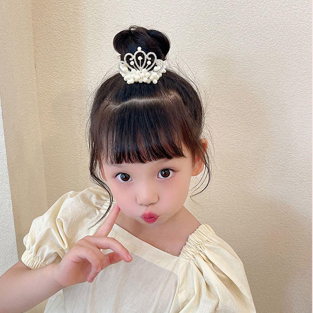 Elegant Princess Sweet Headwear Children's Headdress Pearl Crown Hair Rope Korean Style Hair Rope