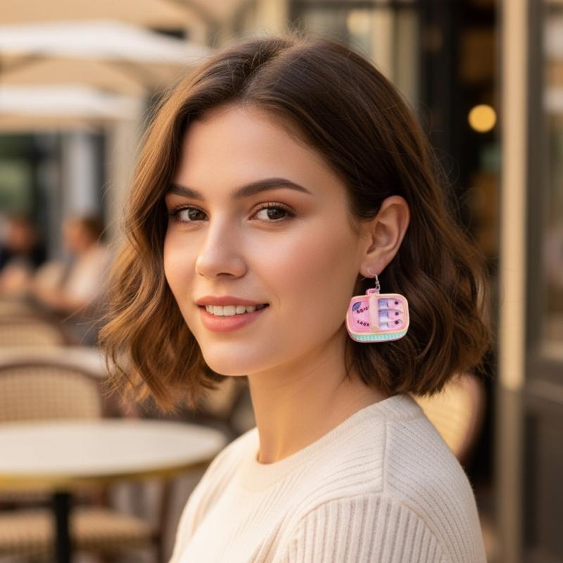 Playful Sardine Tin Inspired Earrings Lightweight Alloy Designs Accessories Colorful Fashion Jewelry For Casual Outfits