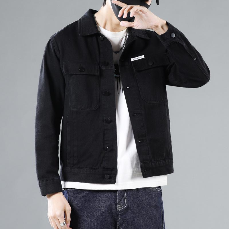 Pamuklu Kot Ceket Erkek İlkbahar ve Sonbahar Kore Versiyonu Bol Moda Hepsi Bir Arada Kargo Ceket Büyük Beden Beyaz Kot Giysiler