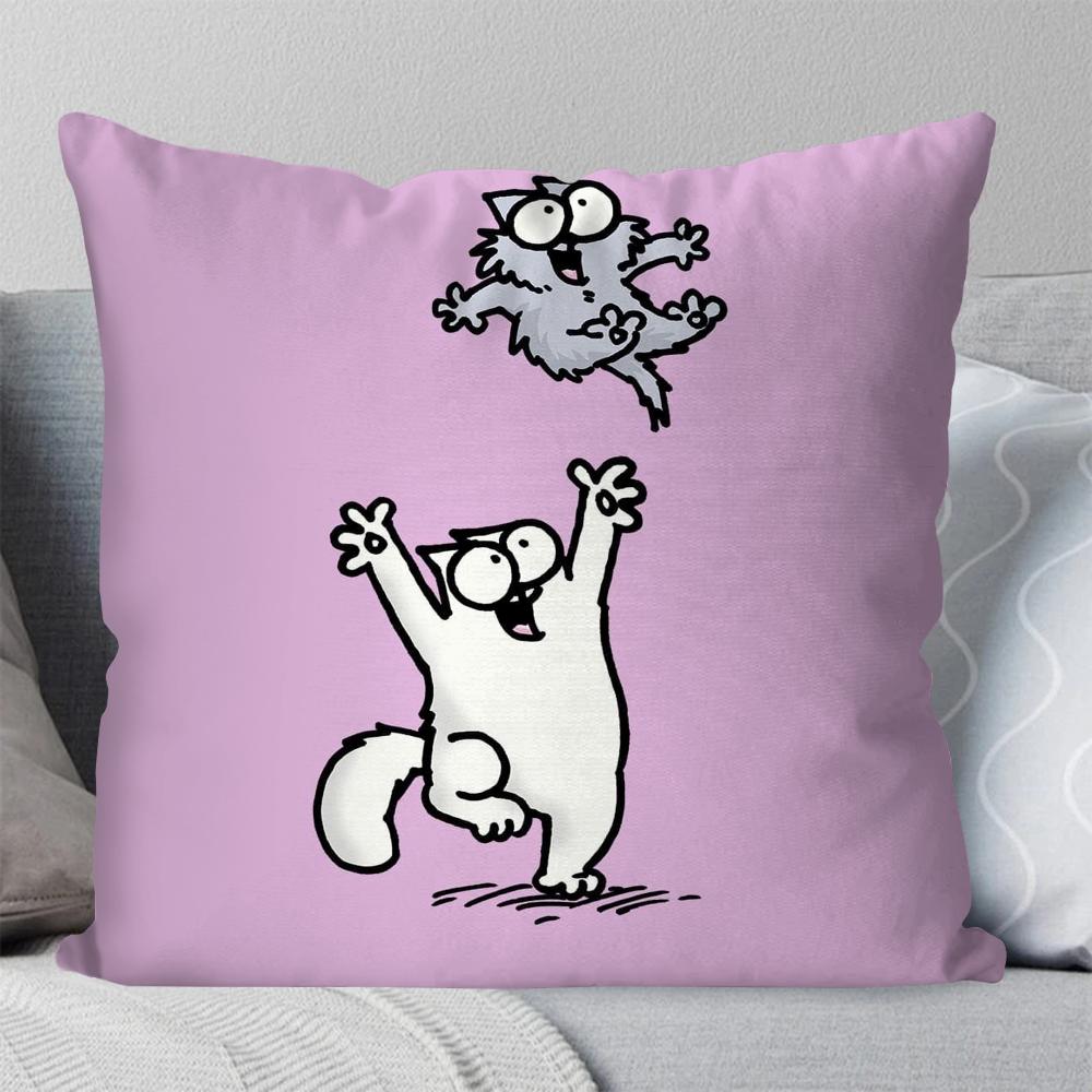 Cartoon S-Simons-Cat Cute Pillow Case Square Pillow Bedroom Sofa Leisure Comfort Cushion Car Living Room Home Decoration 40X40