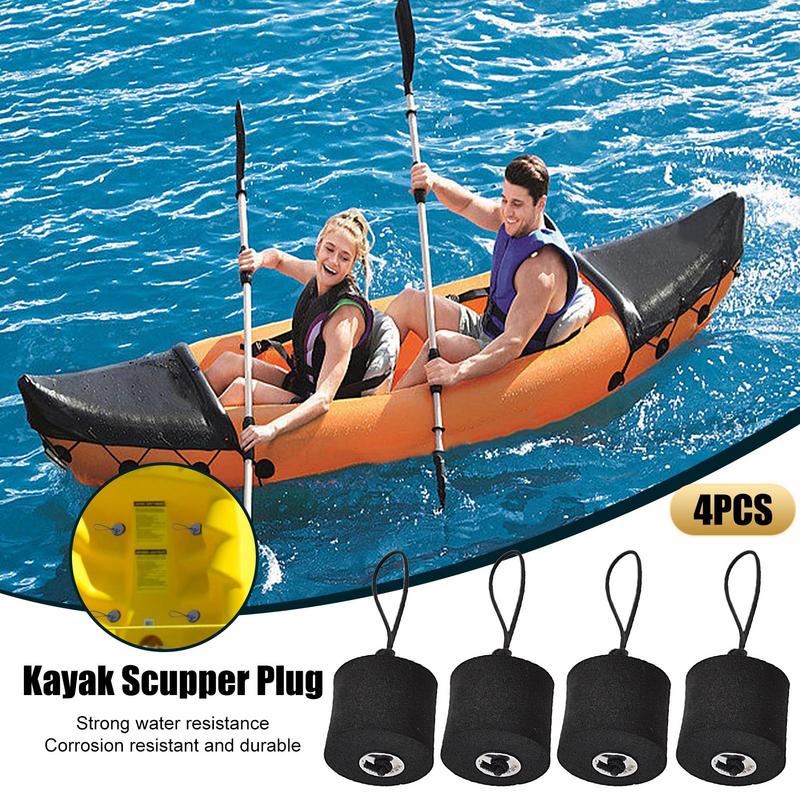Kayak Scupper Plug 4 Pieces Drain Holes Stopper With Lanyard EVA Holes Stopper Bung For Boat Water Control In Canoe Dinghy