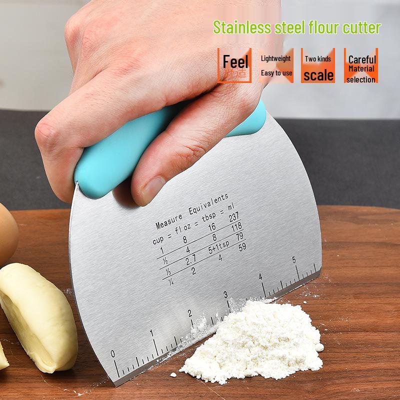 Stainless Steel Semicircular Dough Cutter & Cream Scraper with Scale - Baking Tool