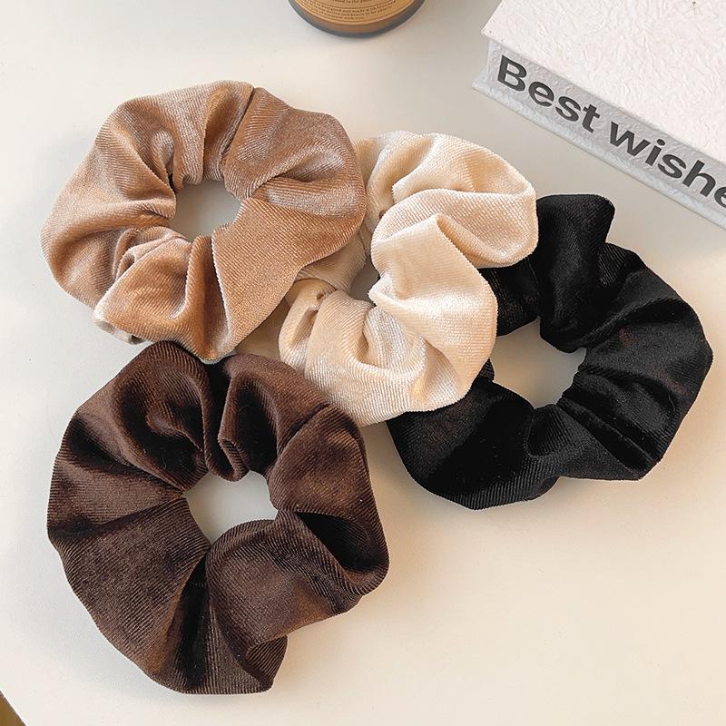 New Arrival Winter Velvet Hair Scrunchies Hair Tie Women Ponytail Holder Solid Color Hair Rubber Bands Girl Hair Accessories