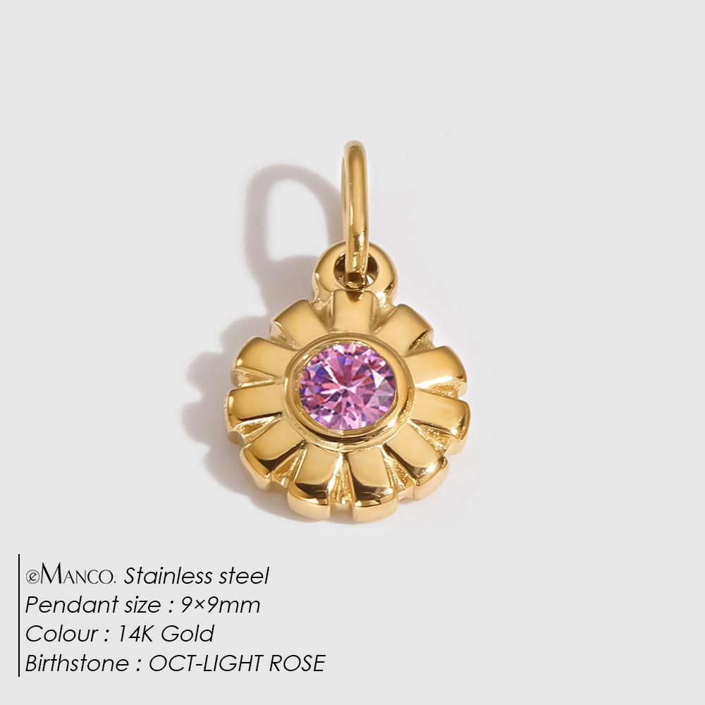 EMANCO Stainless Steel Flower Pendant Shiny Colorful Rhinestones High Quality Metal Charms Making Women's DIY Necklace Bracelet
