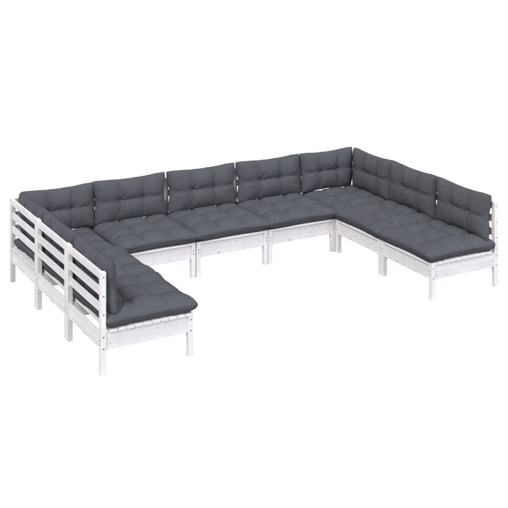 Vidaxl 9-Cz. Garden Lounge Set, With Cushions, White