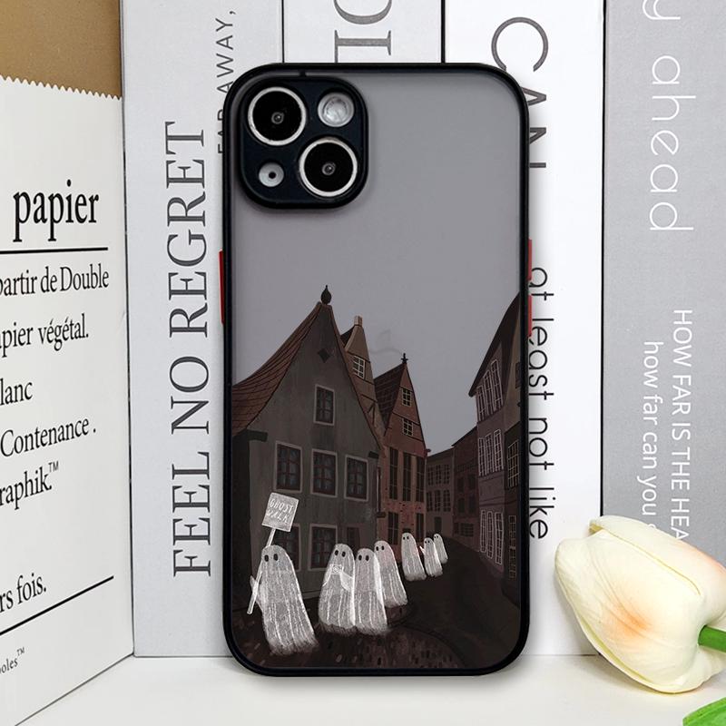 Cute Cartoon Little Ghost Phone Case for Samsung Galaxy S25 Edge S24 Ultra S23 S22 Plus S21 FE Back Covers Funny Halloween Gifts