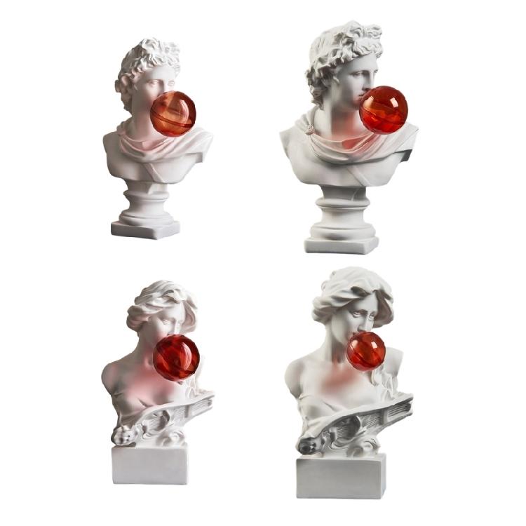 Unik Resin Blåser Bubblor Grekisk Figur Klassisk Grekisk Byssskulptur för att Lägga till Kul på Skrivbordet och i Bostadsutrymmet