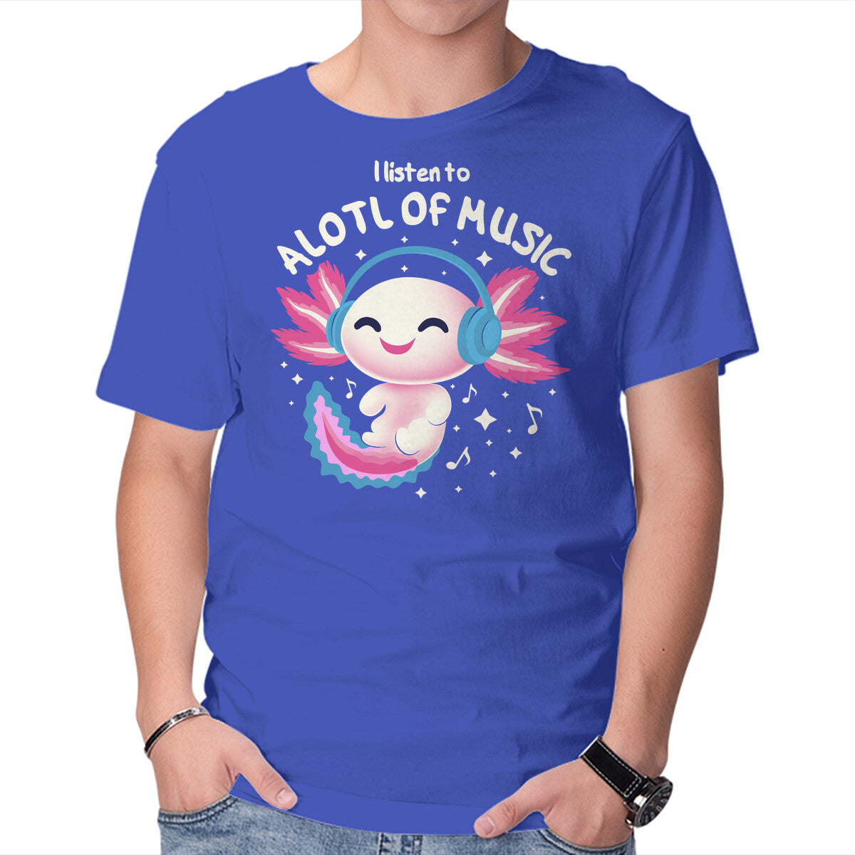 Unisex Crew Neck T-Shirt Alotl Of Music Graphic Short Sleeve Casual Tee L
